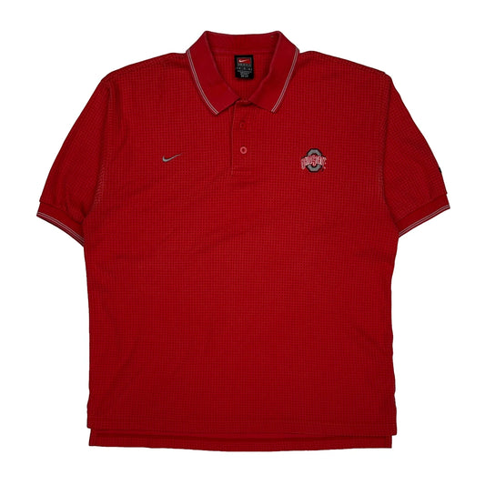 Ohio State Buckeyes Nike Polo Shirt - Medium Red Polyester