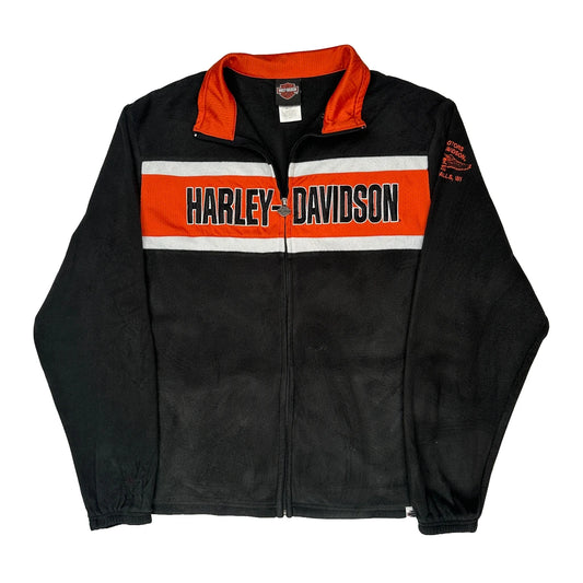 Motorcycles Harley Davidson Spellout Fleece Jacket - Large Black Polyester