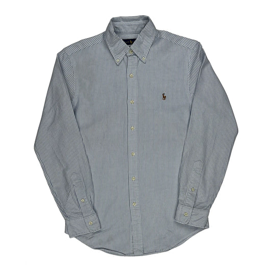 Slim Ralph Lauren Ticking Striped Shirt - Small Blue Cotton