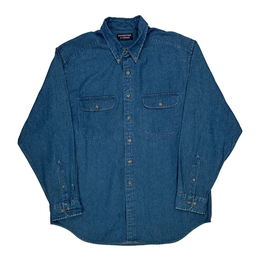 Roundtree & Yorke Denim Shirt - Large Blue Cotton