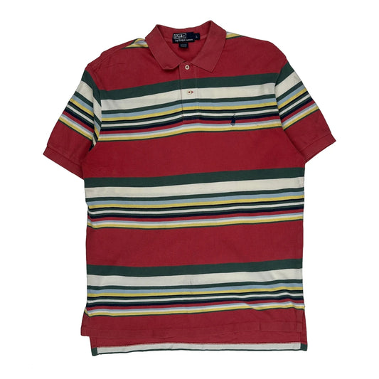 Polo By Ralph Lauren Striped Polo Shirt - Large Red Cotton