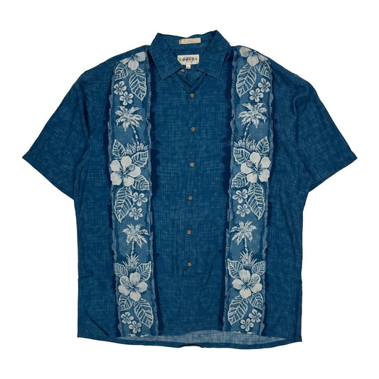 Campia Moda Floral Hawaiian Shirt - Large Blue Cotton