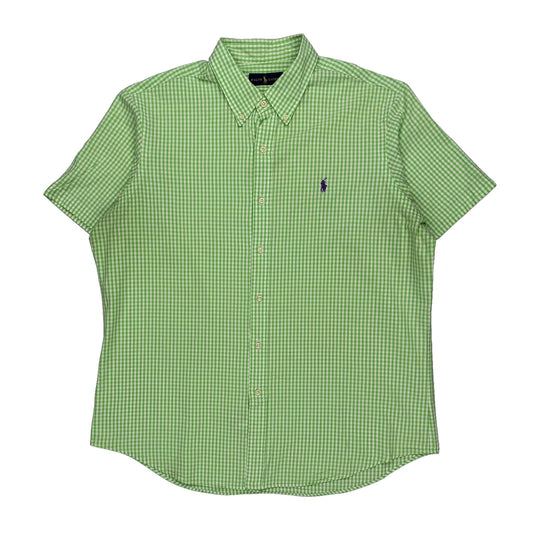 Ralph Lauren Checked Short Sleeve Shirt - XL Green Cotton