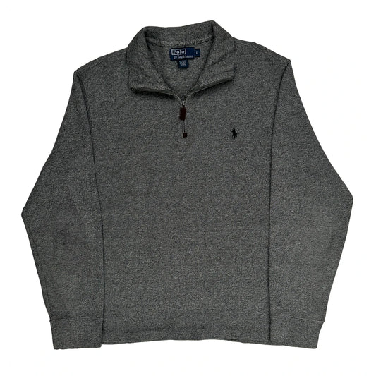 Polo By Ralph Lauren 1/4 Zip - Large Grey Cotton