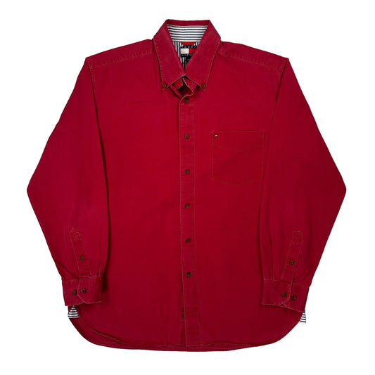 Vintage Tommy Hilfiger Shirt - Large Red Cotton