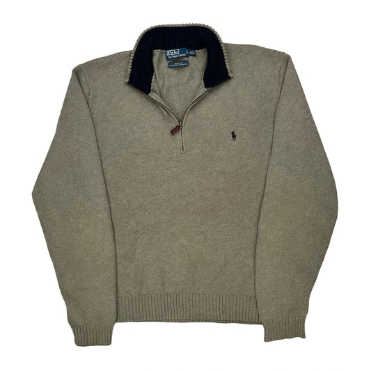 Vintage Polo By Ralph Lauren 1/4 Zip - 2XL Grey Cotton