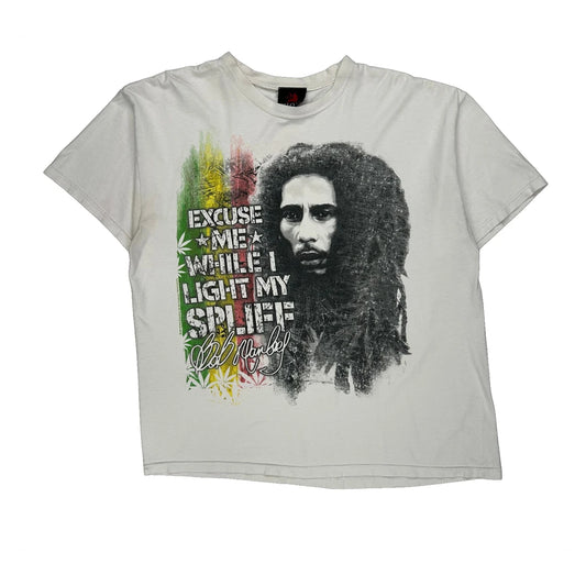 Vintage Bob Marley Zion Rootwear Excuse Me While I Light My Spliff T-Shirt - XL White Cotton