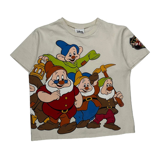 Vintage Seven Dwarfs Disney Cartoon T-Shirt - XL Cream Cotton