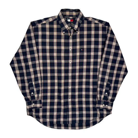 Tommy Hilfiger Checked Shirt - Large Navy Cotton