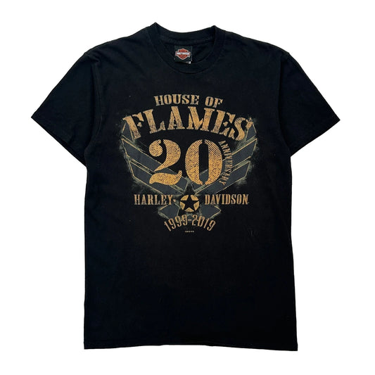 House Of Flames 20Th Anniversary Harley Davidson Graphic T-Shirt - Medium Black Cotton