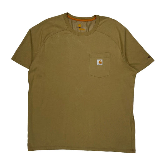 Vintage Carhartt T-Shirt - XL Khaki Cotton