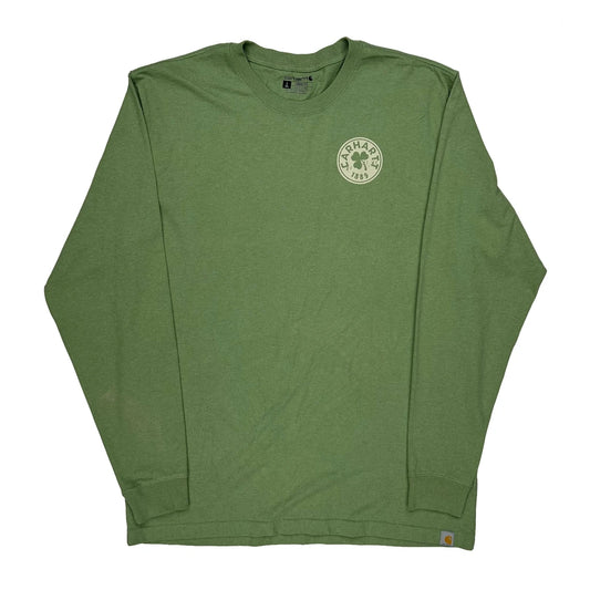 Vintage Carhartt Tall Long Sleeve T-Shirt - Large Green Cotton