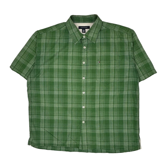 Tommy Hilfiger Checked Short Sleeve Shirt - XL Green Cotton