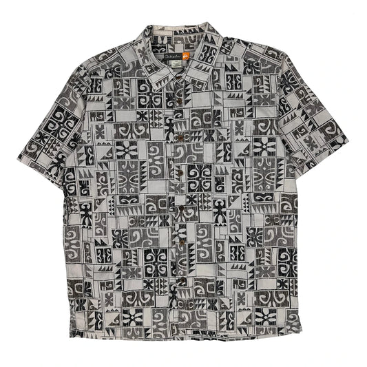 Vintage Quiksilver Hawaiian Shirt - Large Black & White Cotton