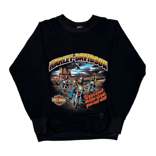 Motorcycle Harley Davidson Graphic Long Sleeve T-Shirt - Large Black Cotton