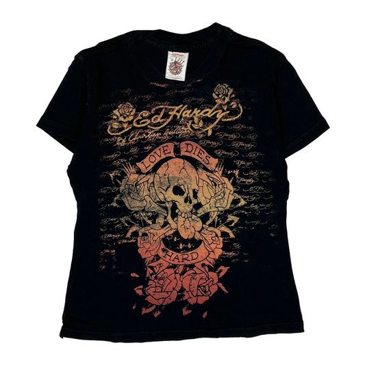 Age 3-4 Ed Hardy Graphic T-Shirt - XS Black Cotton