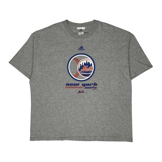 New York Mets Adidas Graphic T-Shirt - 2XL Grey Cotton