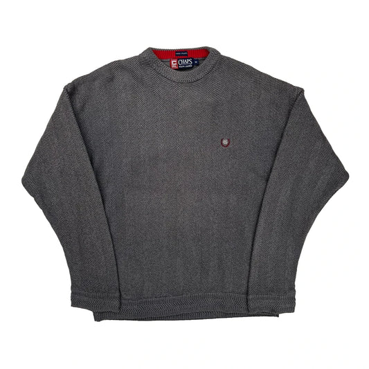 Chaps Ralph Lauren Herringbone Jumper - Medium Grey Cotton