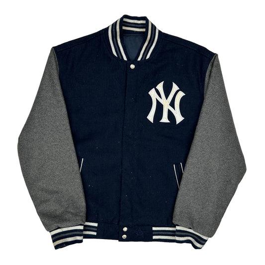 Vintage New York Yankees Mlb Varsity Jacket - Large Navy Wool Blend