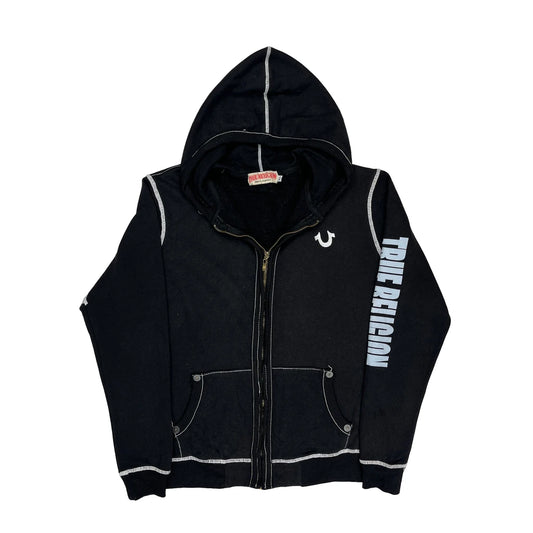 True Religion Contrast Stitch Hoodie - XL Black Cotton
