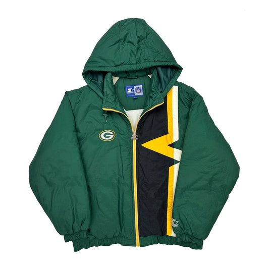 Vintage Green Bay Packers Starter Nfl Windbreaker - Large Green Nylon