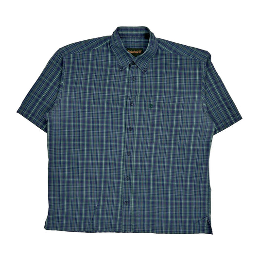 Timberland Checked Short Sleeve Shirt - Large Blue Cotton