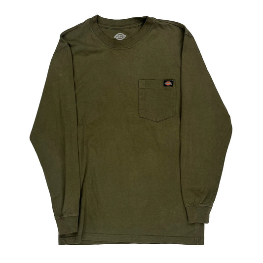 Dickies Long Sleeve T-Shirt - Small Green Cotton