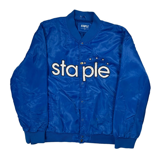 Vintage Staple Bomber Jacket - 2XL Blue Polyester