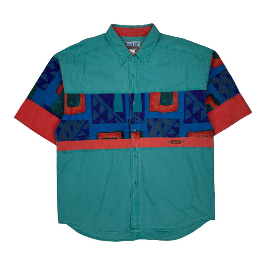 Bugle Boy Short Sleeve Shirt - XL Green Cotton