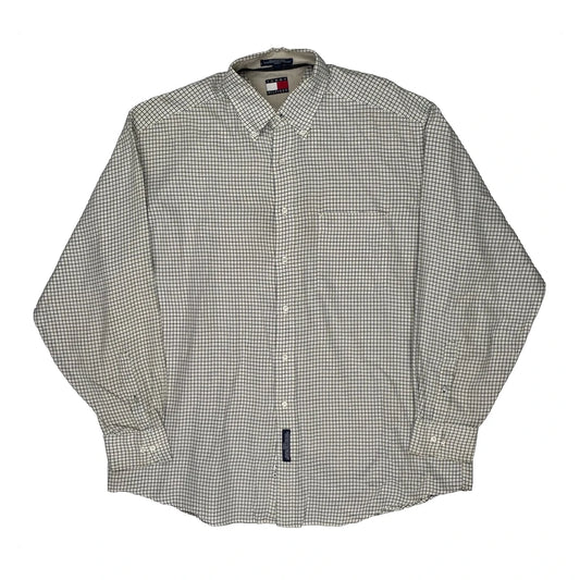 Vintage Tommy Hilfiger Checked Shirt - Large Cream Cotton