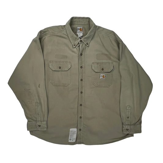 Carhartt Shirt - 2XL Khaki Cotton