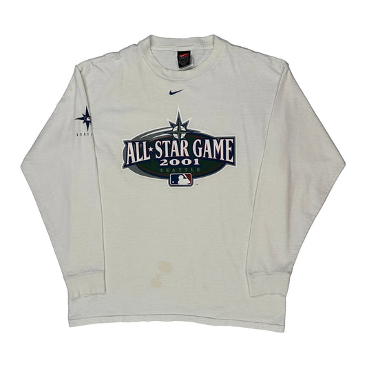 All-Star Game 2001 Seattle Nike Graphic Long Sleeve T-Shirt - Medium White Cotton