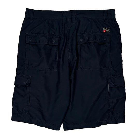 Vintage Quiksilver Cargo Shorts - 34W 10L Navy Polyester