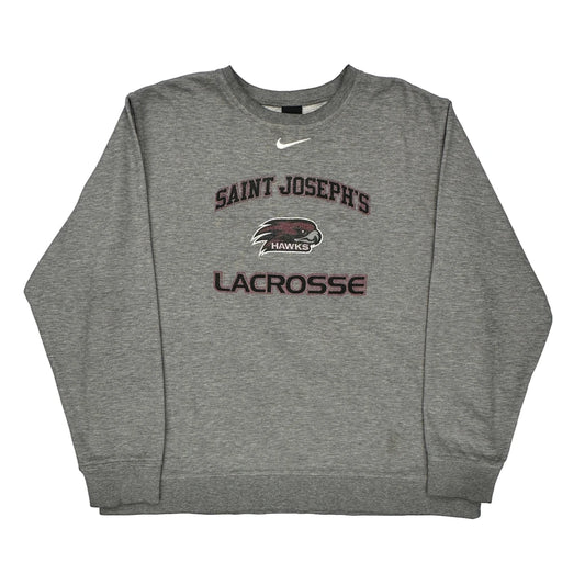 Saint Joseph'S Hawks Lacrosse Nike College Sweatshirt - XL Grey Cotton Blend