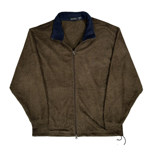 Nautica Fleece Jacket - Large Brown Polyester