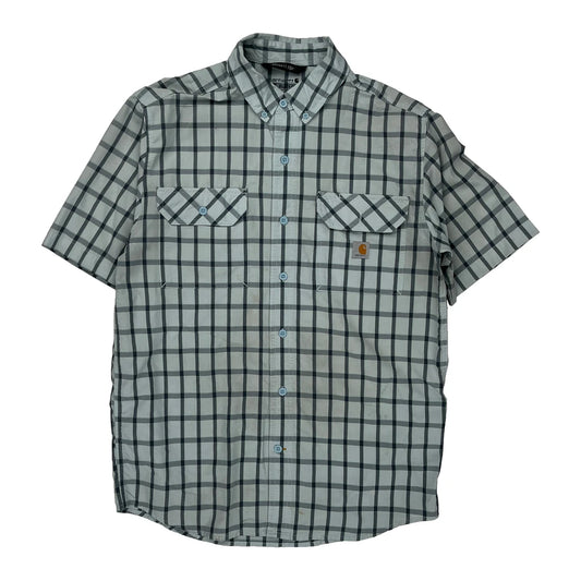 Carhartt Force Carhartt Checked Short Sleeve Shirt - Medium Grey Cotton