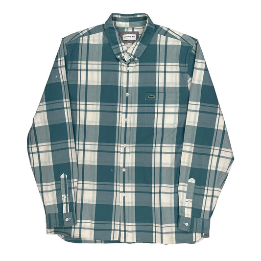 Slim Fit Lacoste Checked Shirt - XL Blue Cotton