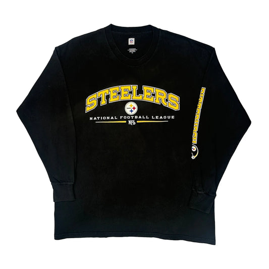 Vintage Steelers Nfl Long Sleeve T-Shirt - XL Black Cotton