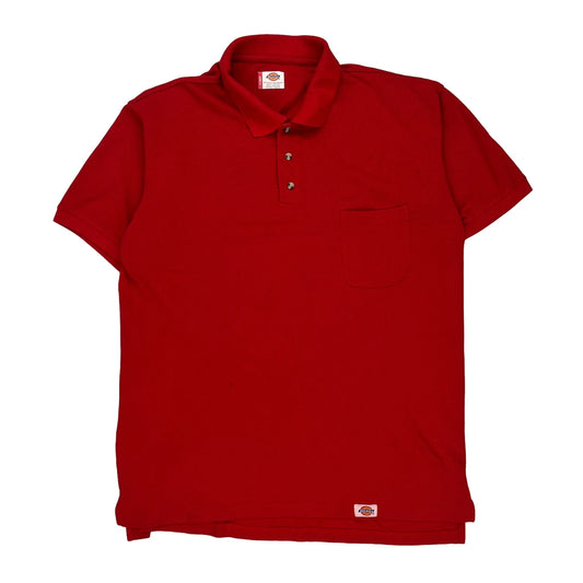 Dickies Polo Shirt - XL Red Cotton Blend