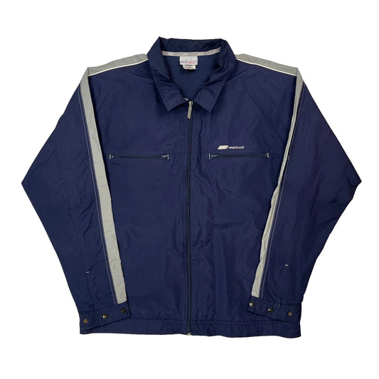 Reebok Windbreaker - Large Blue Polyester