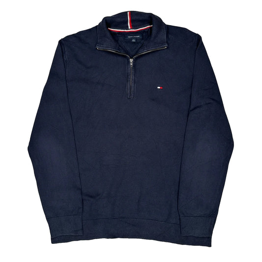 Vintage Tommy Hilfiger Collared Jumper - XL Navy Cotton