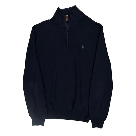 Polo By Ralph Lauren 1/4 Zip - Large Navy Cotton