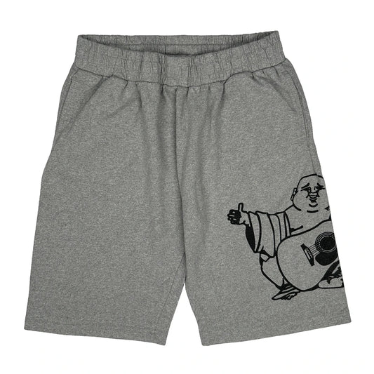 Buddha Playing Guitar True Religion Graphic Shorts - Largew 10L Grey Cotton