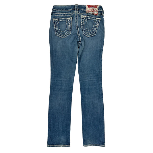 True Religion Contrast Stitch Jeans - 26W UK 4 Blue Denim