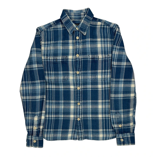 Polo By Ralph Lauren Checked Flannel Shirt - Medium Blue Cotton