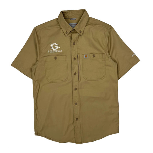 Greentech Renewables Logo Carhartt Short Sleeve Shirt - Medium Khaki Cotton
