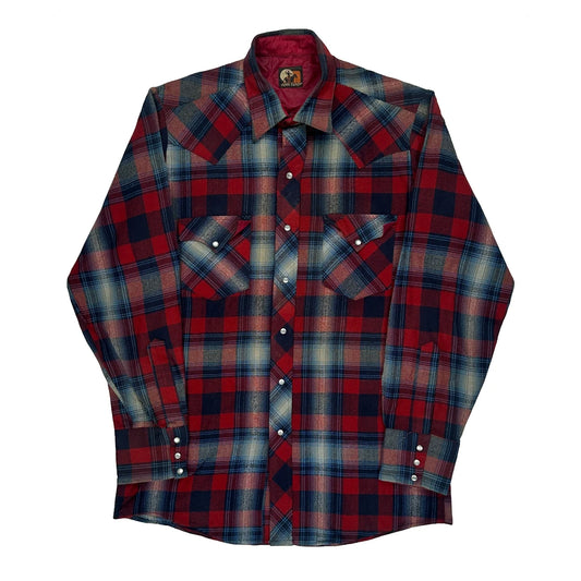 Open Range Checked Flannel Shirt - Small Red Cotton