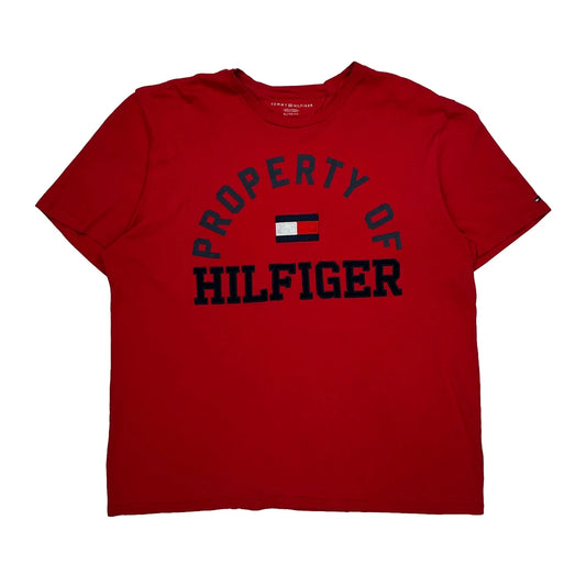 Vintage Property Of Hilfiger Tommy Hilfiger Spellout T-Shirt - XL Red Cotton
