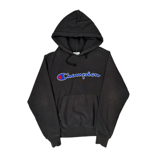Reverse Weave Champion Spellout Hoodie - Small Black Cotton