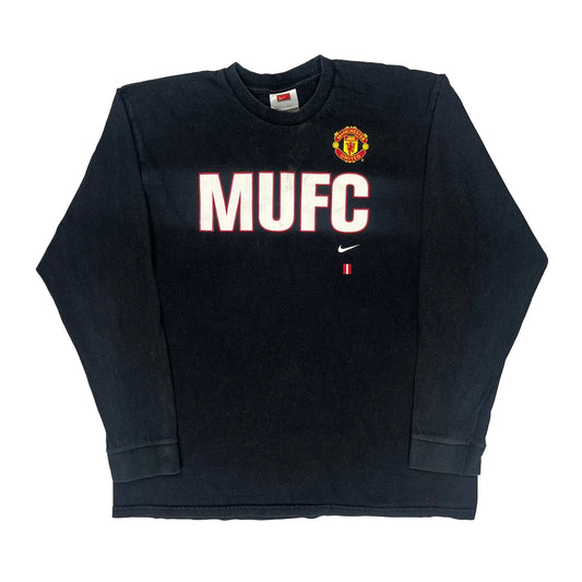 Vintage Manchester United Nike Football Long Sleeve T-Shirt - Large Black Cotton